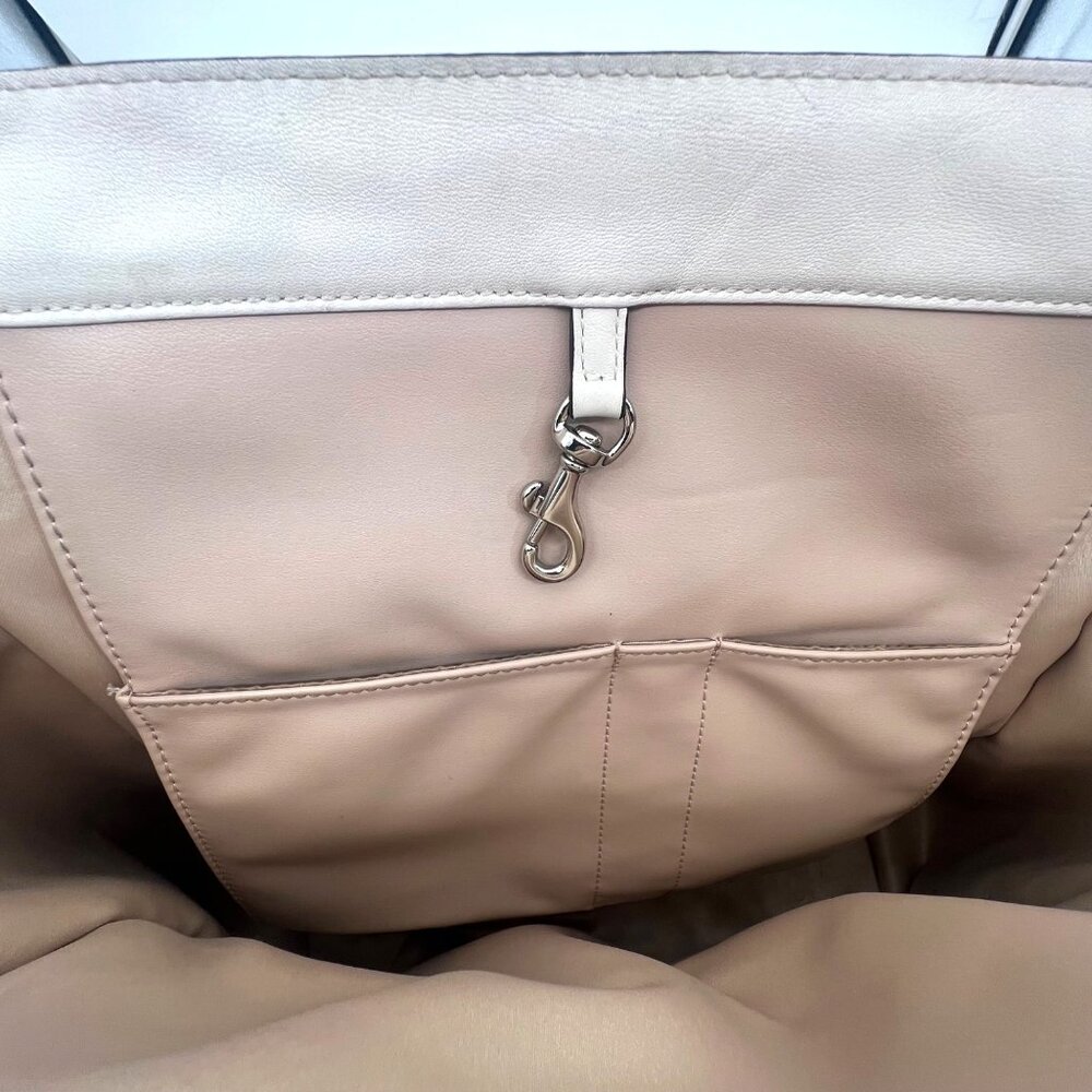 Coach Charlie Embossed Python Leather Tote Shoulder Bag Purse Beige White F28723 - Picture 15 of 16
